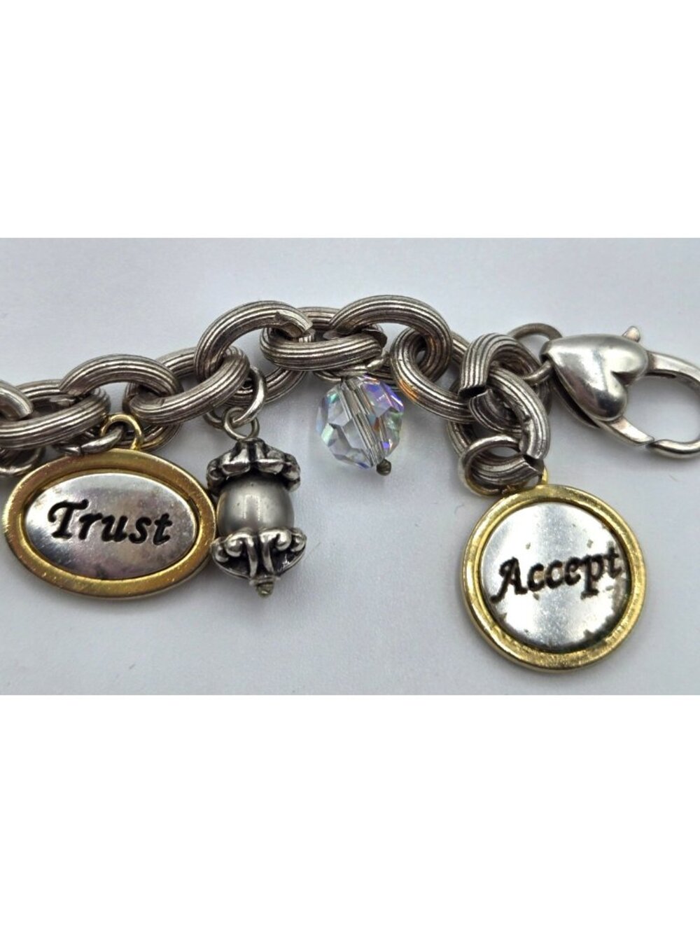 Brighton Charm Bracelet Love Locket Trust Accept Love Heals Charm Pink Ribbon - Picture 16 of 16